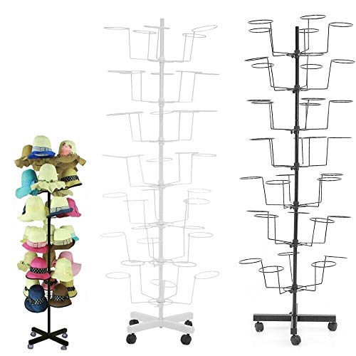 Hat Rotating Display Rack Stand 7 Tiers 35 Hats Caps Holders, Adjustable Metal Stand Hanger Rack Hat Organizer Space Saver Garage Retail Store Storage For Men's Women's Baseball Cowboy Hats (Black) #TOP7