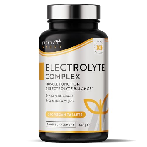 Elektrolytkomplex - Hochwirksame Tabletten mit Magnesium, Kalium und Kalzium - Muskelfunktion und Elektrolytgleichgewicht - 240 vegane Tabletten - Hergestellt von...