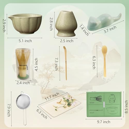 Ensemble à matcha complet avec bol à matcha et accessoires de thé vert