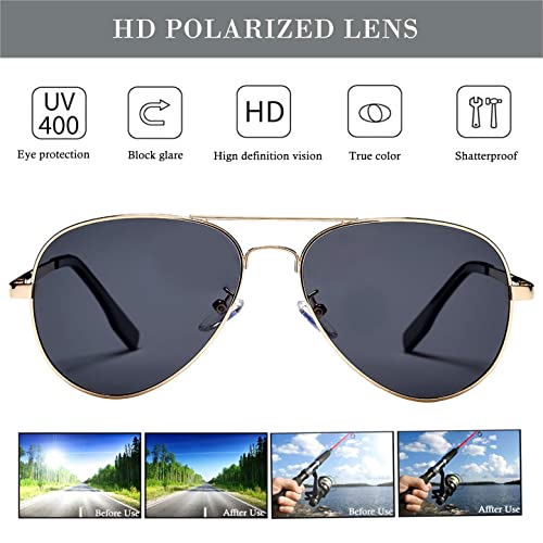 Hjstes Polarized Kids Aviator Sunglasses For Girls Boys Classic Juniors Glasses Uv400 Protection Lens,52Mm(Gold/Grey) #TOP5