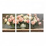 3Pck Flor Diamond Painting Kit Completo, Florero Pintura Diamante para Manualidades Adultos 60 x 90 cm*3 Pintar por Numeros Diamond Painting para Cuadros Decoracion Salon Modernos Regalo HXZH-4789