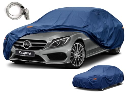 Image of Kaugung Custom Fit Car Cover for Mercedes Benz C-Class Sedan (C250, C300, C350, C43, C63 AMG, C400), Heavy Duty Waterproof All Weather Outdoor Protection, Breathable Full Exterior Cover with Vent