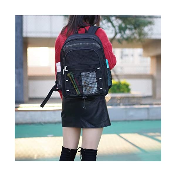 COVAX Heavy Duty Mesh Backpack, See Through College Mesh Backpack, Semi