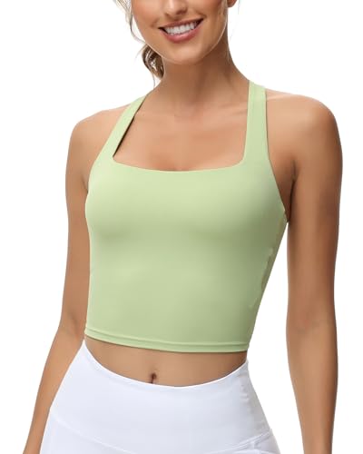 Image of romansong Strappy Yoga Sports Bras for Women Padded Criss-Cross Back Tank Tops