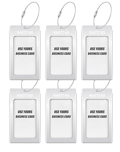 Image of Luggage Tags Metal Suitcase Tags Travel Bag ID Identifier Luggage Tag (Silver 6-Pack)