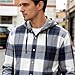 Men's Casual Lightweight Plaid Hooded Coats Fashion Open Front Loose Button Tops Spring Soft Breathable Outdoor Shirt Jacket (Dark Blue,XX-Large)