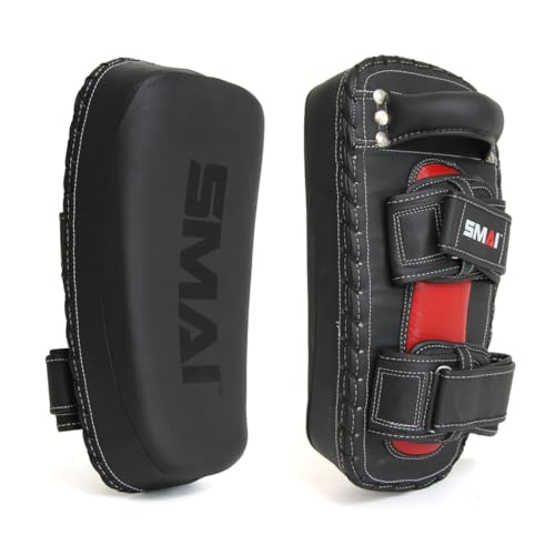 SMAI Elite85 Muay Thai Pads (Pair) - Leather Kickboxing, MMA, Karate and Martial Arts Strike Shield, Punch and Kick Protection Training Gear - Made for Men, Women and Youth