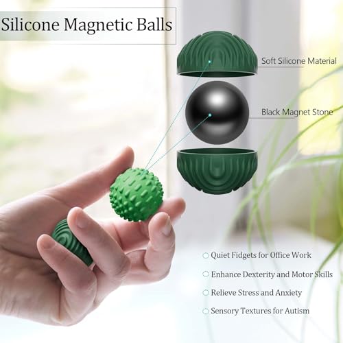 Silicone Magnetic Balls Fidget Toys for Adults & Teens,4PCS Stress Relief Sensory Toys for Autism ADHD Anxiety,Fun Textures Gadgets,Office Desk Toy,Stocking Stuffers for Women Men Teen Gift - Image 4