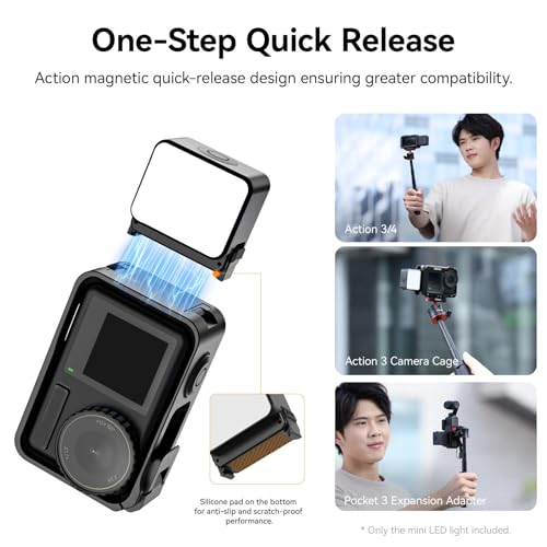 Image of ULANZI LM18 Vlogging Light Mini LED Action Camera Video Light Magnetic Photography Fill Lighting for DJI Osmo Nano Action 3 /4 Camera Cage Accessories, Xtra, Ulanzi PK-06 Pocket 3 /4 Expansion Adapter
