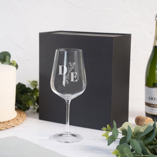 Wanapix | Copa de Vino Personalizada | Estuche de Regalo Incluido | Copa de Cristal Grabada para Vino | Con Nombre o Texto | Copa de Cristal | Iniciales