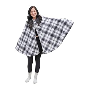 Catalonia Women’s Poncho Cape, Sherpa Cloak Coat, Snuggy Hooded Wearable Blanket, Gift Idea for Mom and Teen Girls