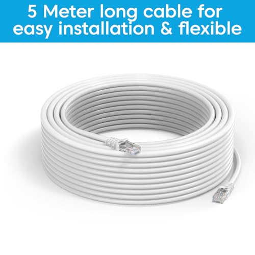 Image of Sounce Professional Cat6 UTP 5 Meter Network Patch Cable High Speed 550 MHz Internet Cord Snagless RJ45 Connector For Office Home Server Room Installation Smart Home Console - White