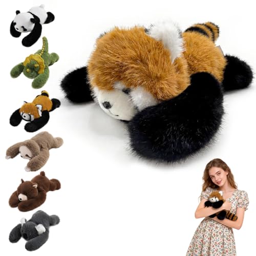Weighted Red Panda Plush Teddy Soft Stuffed Animal Plushies for Adults Cuddly Animals Pookie the Red Panda Autism Toys Sleep Aid for Kids Hugging Companion for Anxiety Relief & Sleep Support30cm