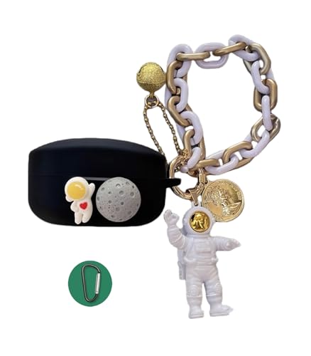 Compatible with WF-1000XM4 ケース 可愛い キャラクター 宇宙飛行士 漫画 WF-1000XM3用ケース 保護カバー イヤホンケース かわいい オシャレ 軽量 耐衝撃 カラビナ付 (WF-1000XM4 ケース,A1)