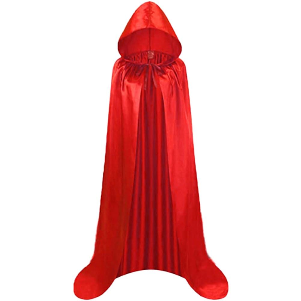 Lamdbao Black Satin Hooded Cloak Halloween Reaper Cape Full Design for Theatrical Cosplay Events Special Length 150 Cm
