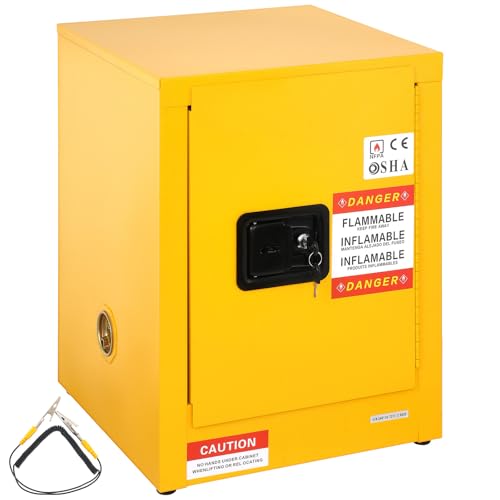 Happybuy Flammable Safety Cabinet. 12 Gal. Cold-Rolled Steel. Explosion Proof. 1 Adjustable Shelf. for Commercial & Industrial use. Yellow