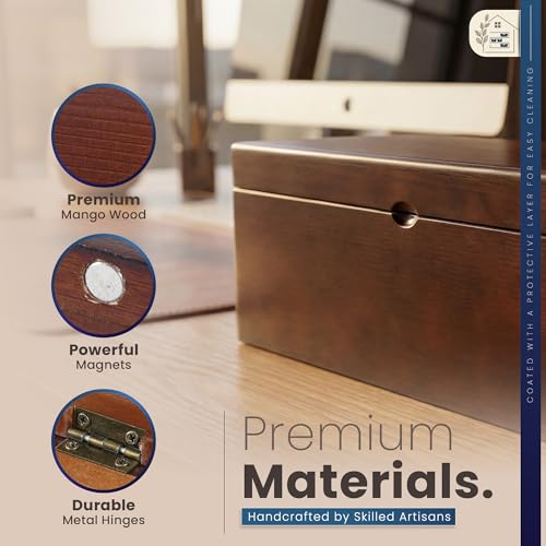 Solid Wood Cable Management Box - Large Cord Management Box Organizer; Cord Hiding Box for Desk; Wooden Storage for Chargers, Charging Station; Surge Protector, Power Strip - image 7