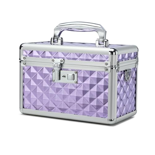 HEWEI WORKS Storage Box with Key Lock, Lockable Medicine Storage Box, Empty First Aid Box, Security Lock Box, Multipurpose Locking Box for Home and Outdoor Use (Purple, Small)