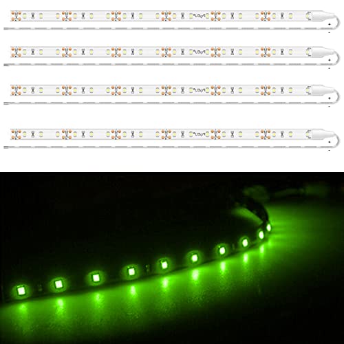 PryEU Green (515-525nm) LED Strip Lights 12V Waterproof for Auto Car Truck Boat Motorcycle Interior Lighting 12'' 30CM 2835 SMD UL Listed Pack of 4