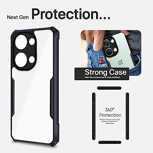 Image of Pikkme OnePlus Nord 3 5G Back Cover | Crystal Clear Transparent Back | Ultra Hybrid | Full Camera Protection | Raised Edge | Bumper Back Case (Black)