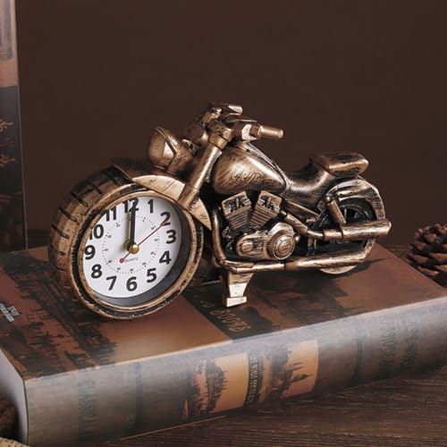 Image of FunBlast Alarm Plastic Clock for Heavy Sleepers Bike Shaped Retro, Stylish Analog Table /Desk Alarm Clock for Students, Table Clock for Bedroom, Living Room, Office, Return Gifts (Brown), 20 *14 Cm