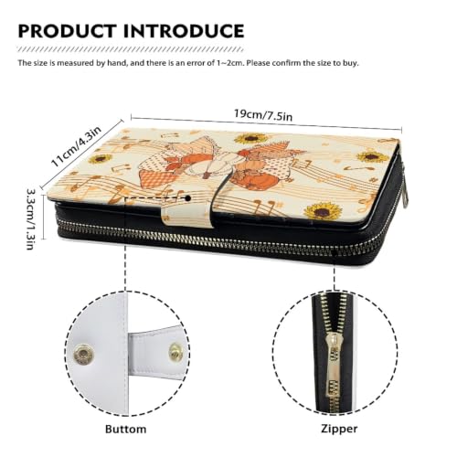 Image of COEQINE Ladies Wallets Pink Leopard Heart Black Printed Leather Phone Long Clutch Purses Check Coin Change Holder