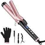 Large Barrel Curling Tongs 38mm, Ceramic Hair Curler with 14 Adjustable Temperature, Big Curling Wand Iron for Soft Waves and Long-Lasting Curls, Dual Voltage