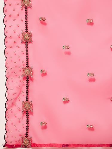 Image of INDO ERA Women's Cotton Blend Embroidered Straight Kurta & Pant with Dupatta Set