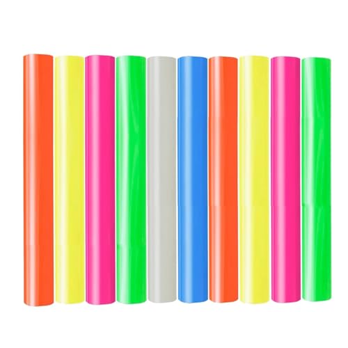 CALIBAN Glow In The Dark Puff Vinyl Heat Transfer 6 Colores Puff Heat Transfer Vinyl -10 Hojas 12 Pulgadas X 10 Pulgadas