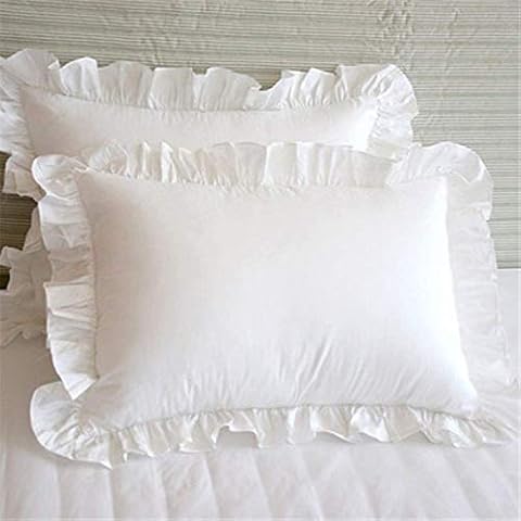 Trend Bedding Mart Pillow Shams Pack of 2 Edge Ruffled White Pillowcases 600 TC Bedding Pillow Covers with Envelope Closure (White, Customize Size) Cover