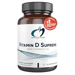 Designs for Health Vitamin D Supreme – Vitamin D 5000 IU with 2000mcg Vitamin K as MK4 for Bone Health, Heart Health & Immune Support – Vitamin D3 Enhanced with GG Supplement (30 Capsules)