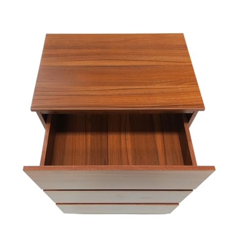 Image of Amazon Brand - Solimo Eden 3 Drawer Cabinet ? Leon Teak | Modern Wooden Storage Organizer | Compact Bedroom & Living Room Furniture (L60 x W40 x H75.5 cm)