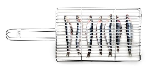Parrilla doble - parrilla de 20x45x2 cm, ideal para salsas y mariscos, fabricada en acero resistente, fácil de limpiar y apta para todo tipo de cocinas. #