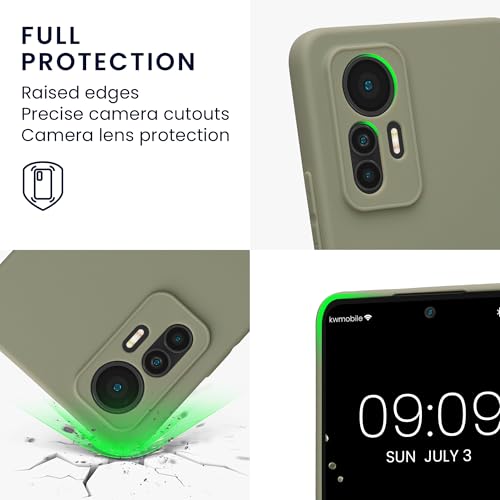 kwmobile Case Compatible with Xiaomi 12 Lite 5G Case - Protective Slim TPU Phone Cover - Soft Matte Finish - Gray Green - Image 2