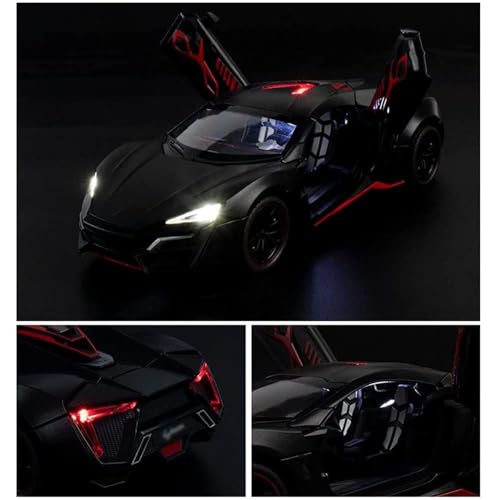 Image of 1:24 Scale Lykan Hypersport Diecast Model Toy Car, Alloy Metal Pull Back Vehicle for Kids, Openable Doors, Lights & Music, Big Size Toy Car for Boys & Girls (White)
