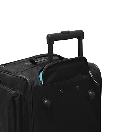 Olympia 8 Pocket Rolling Duffel Bag, Black/Teal, 22 inch