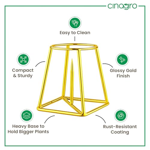 Image of CINAGRO Gold Banana Plant Stand - Pairs (Left & Right) for Pooja & Mandir Decor, Rust-Resistant Durable Metal Stand for Banana Stems, Leaf Holder for Temple, Home Festival Decoration Use