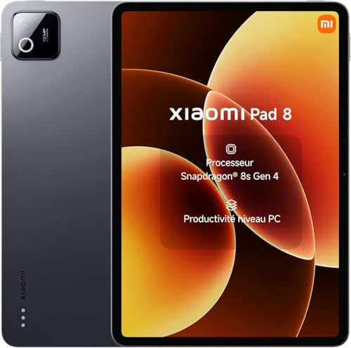XIAOMI Pad 8, Tablet 11,2 pulgadas, 12 + 256 GB, Android 16, Snapdragon 8s Gen 4, batería de larga duración 9200 mAh, pantalla 3,2 K 144 Hz, HyperAI, 45 W, con cargador(Negro)