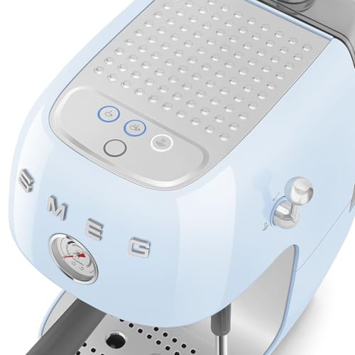 Image of Smeg ECF03 Made in Italy Retro Espresso Machine with Cold Brew, 15 Bar Pump, Thermoblock Heating, Steam Wand, Adjustable Temperature, 47 oz Water Tank- (Pastel Blue)