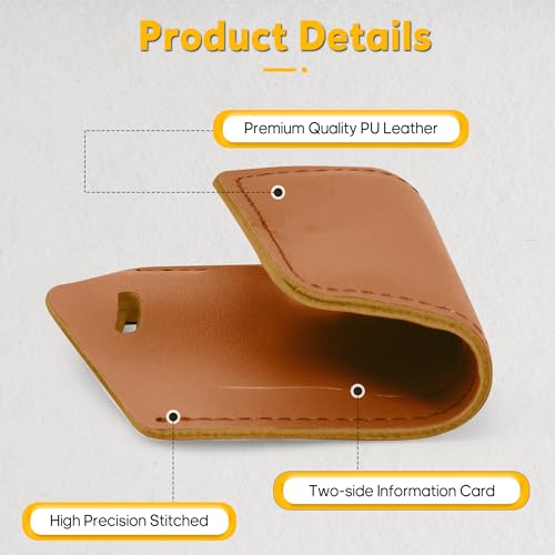 Image of Travelambo 4 Pack Leather Luggage Tags for Suitcases Travel Labels (Yellowish Brown)
