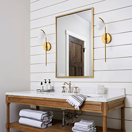Image of Plug in Gold Wall Sconces - Adjustable Color Temperature Modern Wall Light Fixtures, Globe Wall Mounted Lamp with Brass Finish for Indoor Iiving Room Bedroom Bedside Hallway