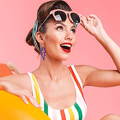 Punk 80s 90s Neon Earrings for Women Lightning Bolt Jewelry Retro Neon Earring Dangle Costume 80's Party Accessories2