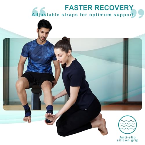 Image of Dr Fitzy Neuro Ankle Binder Cap for Pain Relief, 3d Compression Neuropathy Socks with Ankle Belt Band, Ortho Leg Ankle Support for Men and Women, Orthopedic Foot Sleeve Brace with Anti Slip Grip (Blue, One Size)