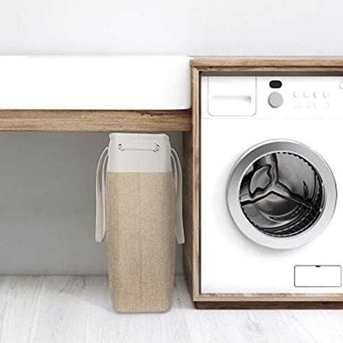 I Bkgoo Laundry Basket With Handles Beige&Khaki-Slim Laundry Bin Collapsible Dirty Clothes Basket Narrow Laundry Bag Foldable Dirty Hamper For Camping, Dorms, Apartments #TOP6