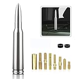 Chrome Bullet Antenna 50 Cal Bullet Car Truck Antenna Truck Accessories Silverado 1500 Ford F150 Dodge Ram 1500 GMC Sierra 1500 Ranger Short Replacement Antena para Carro (Chrome, 5.5inch)
