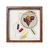 Necineci 12x12 Shadow Box Frame in Caramel with Soft Linen Back & Real Glass, Wood Shadow Box...