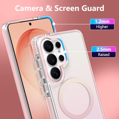 Image of Magnetic Case for Samsung Galaxy S26 Ultra [Compatible with Magsafe] [Anti-Yellowing] [1 Screen Protector] Slim Clear Iridescent Case for Galaxy S26 Ultra 6.9 inch, Pink