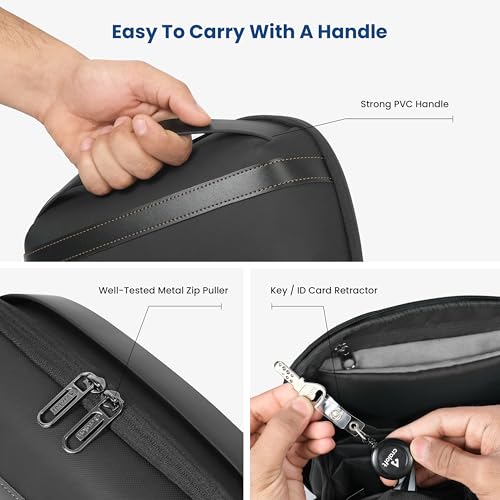 Image of CRALOFT Tech Organizer Pouch - Water-Resistant Polyester Travel Bag for Cables, Chargers, Gadgets, Hard Disk & Electronic Accessories - Multi-Compartment with Smartphone Pocket (Black)