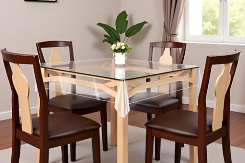 Image of The Furnishing Tree Square Shaped 4 Seater Transparent Table Cover Size 54x54 inches 0.25 mm Thickness Without Lace(Plastic, Pack of 1)