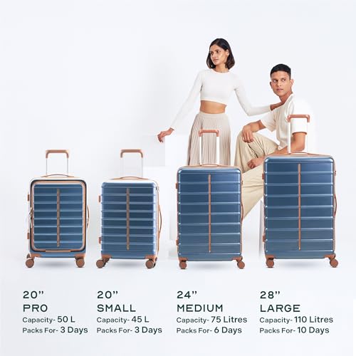 Image of Assembly Odyssey 28 Inch (75cm) Large Check-in Trolley Bag Hard Shell Polycarbonate Suitcase Lightweight with TSA Lock 8 Spinner Wheels Blue